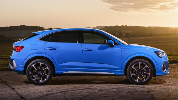 Blue Audi Q3 Sportback S Line parked outdoors