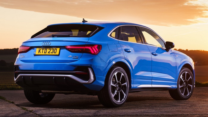 Blue Audi Q3 45 TFSI Sportback S Line