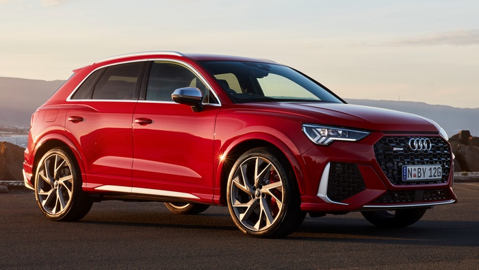Red 2020 Audi RS Q3 SUV parked outdoors