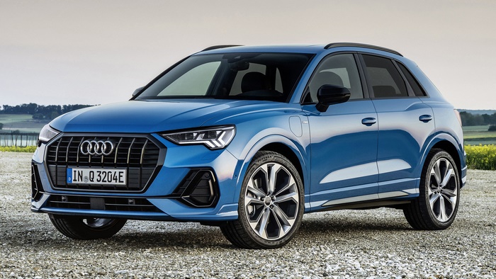 Blue Audi Q3 45 TFSI Plug-In Hybrid S Line SUV