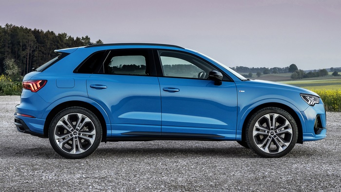 Blue Audi Q3 45 TFSI Plug-In Hybrid S Line SUV