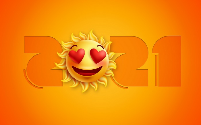 New Year 2021 Sun Emoji 4K