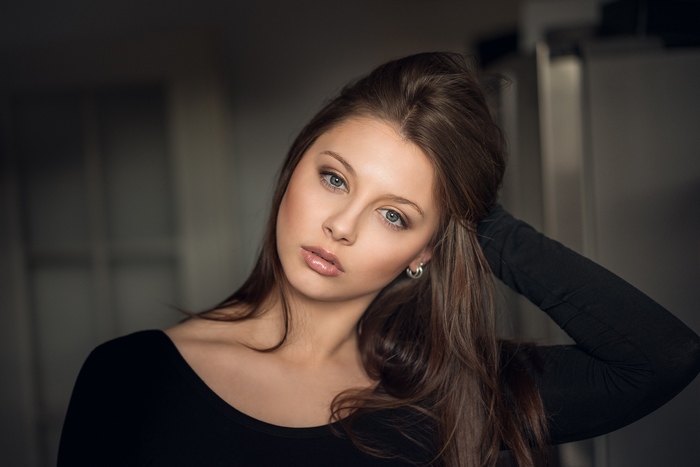 Woman with long brown hair