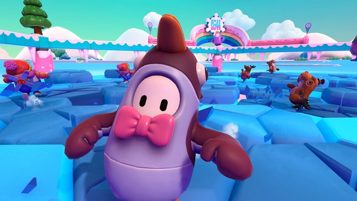Fall Guys characters on an ice level