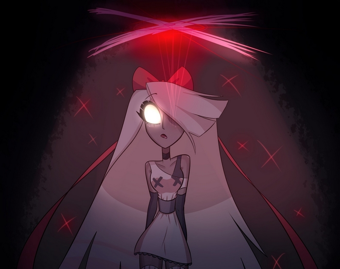 Vaggie from Hazbin Hotel with red light