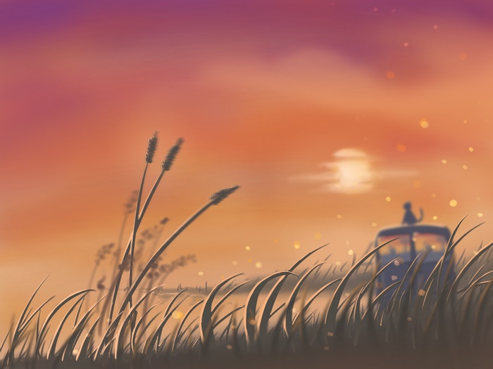 Artistic Sunset with Silhouette