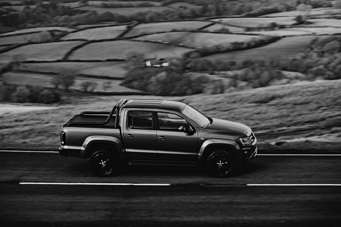 Volkswagen Amarok pickup truck driving on a road
