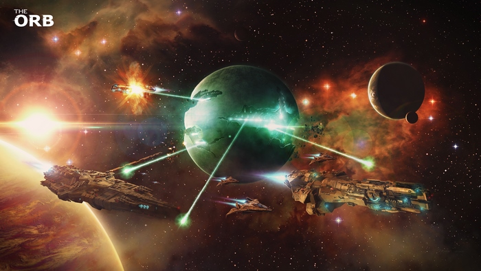 Sci Fi Space Battle with Lasers and Planets 4K