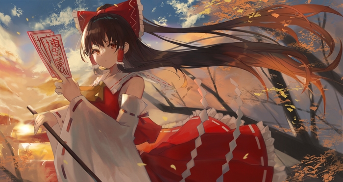 Reimu Hakurei 4K Sunset Scene