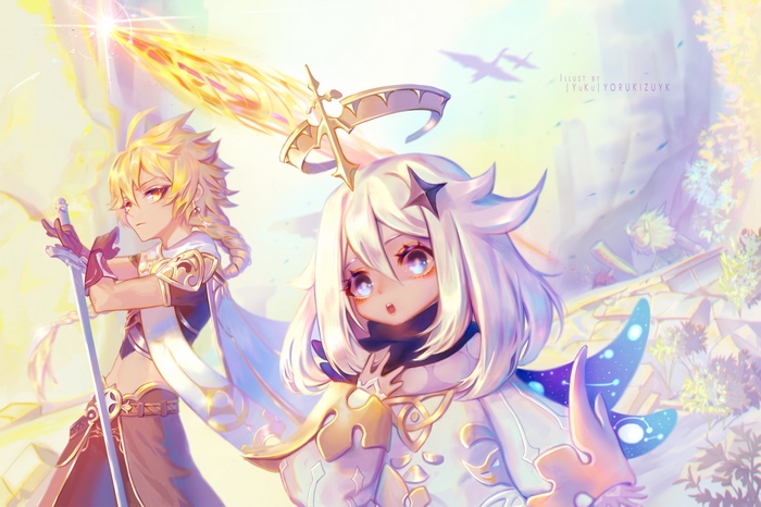 Aether and Paimon from Genshin Impact