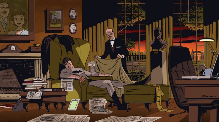 Batman and Alfred Pennyworth in Wayne Manor