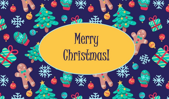 Merry Christmas text with festive pattern