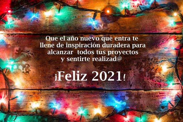 New Year 2021 Greeting with Christmas Lights