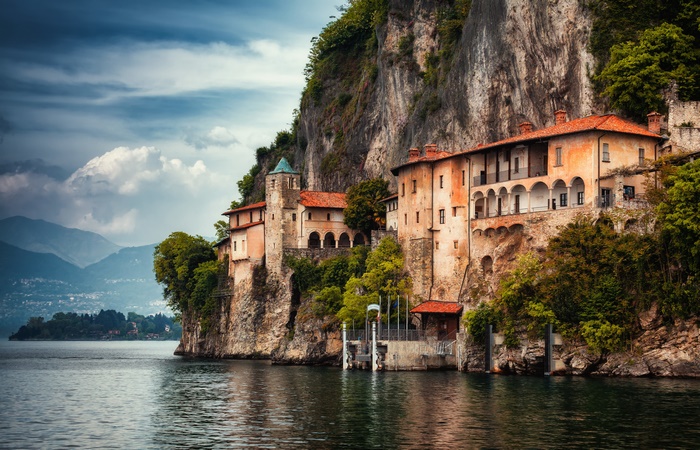 Santa Caterina del Sasso monastery on Lake Maggiore, Italy