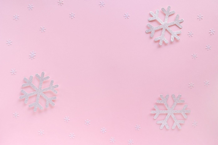 Silver Glitter Snowflakes on Pink Background