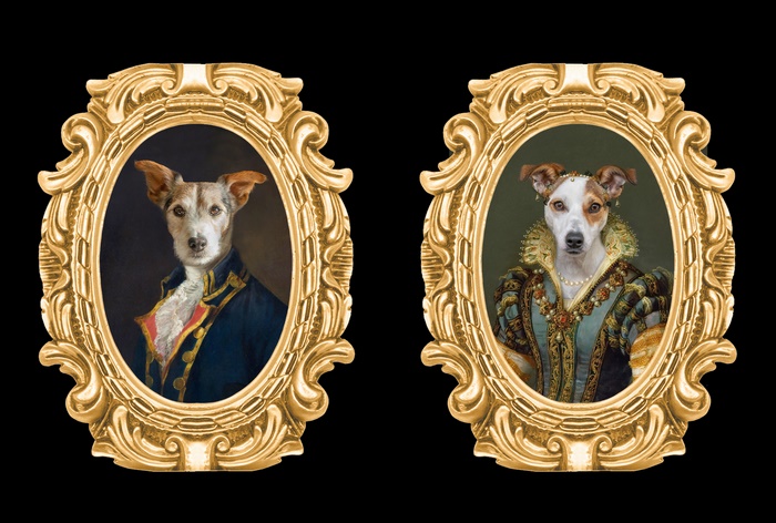 Dog Portraits in Ornate Frames