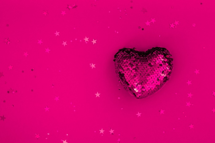 Pink Sequin Heart with Stars