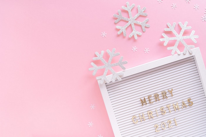 Merry Christmas 2021 with snowflakes