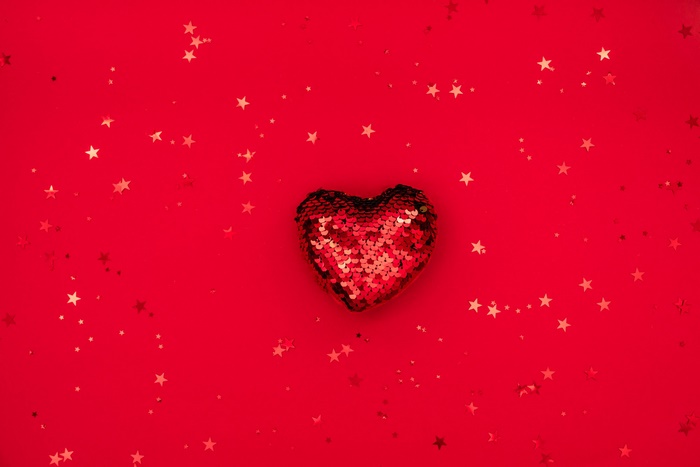 Red Heart with Star Confetti