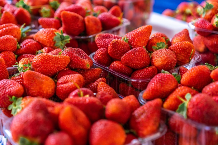 Fresh Strawberries in Plastic Containers