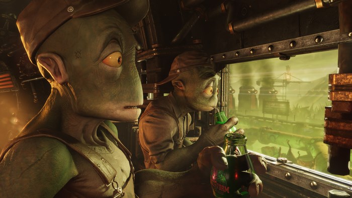 Oddworld: Soulstorm characters drinking from bottles