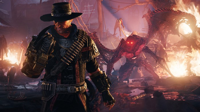 Jesse from Evil West fighting a monster