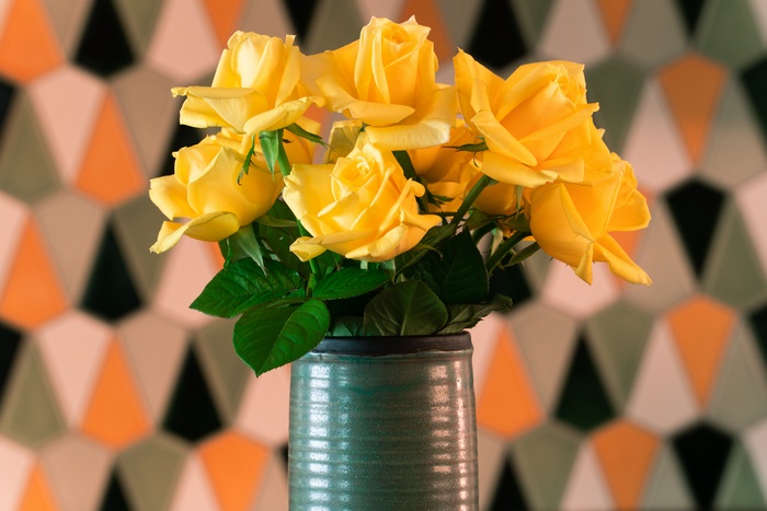 Yellow Roses in a Vase
