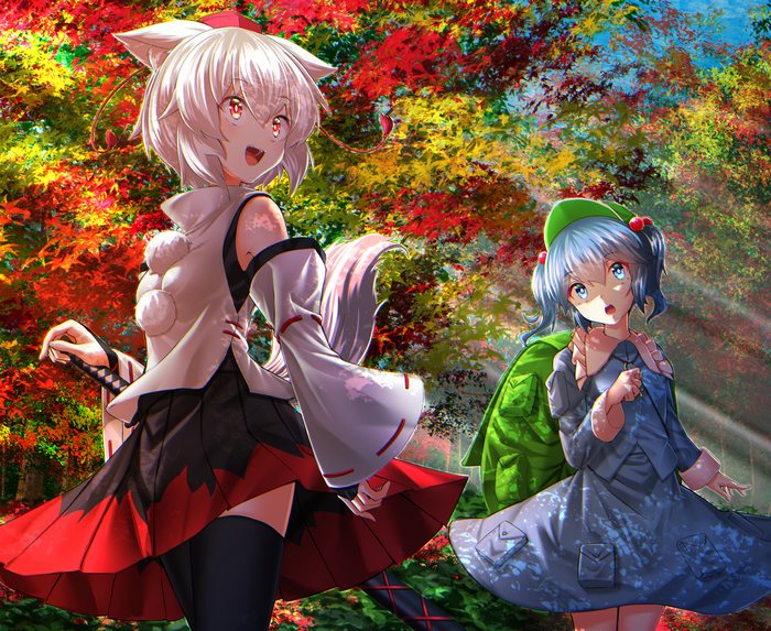 Momiji Inubashiri and Nitori Kawashiro from Touhou