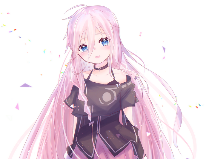 IA from Vocaloid with pink hair and blue eyes