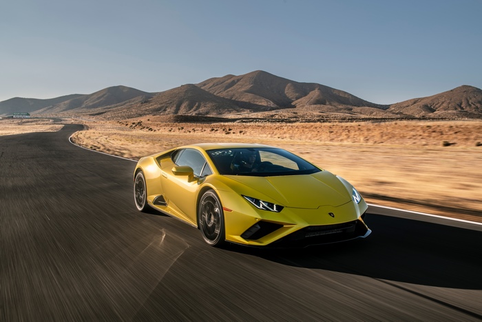 Yellow Lamborghini Huracan on a Desert Race Track