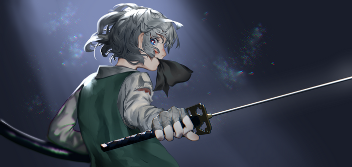 Youmu Konpaku from Touhou Project holding a sword