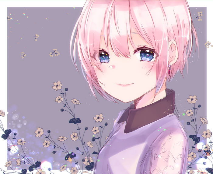 Girl with Pink Hair and Blue Eyes