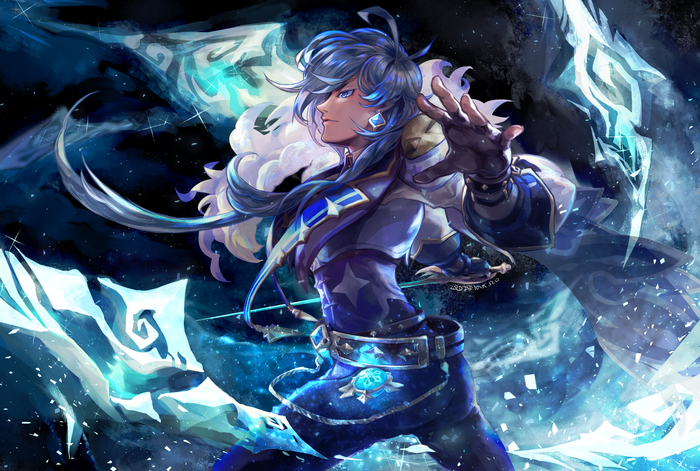 Kaeya from Genshin Impact with ice powers