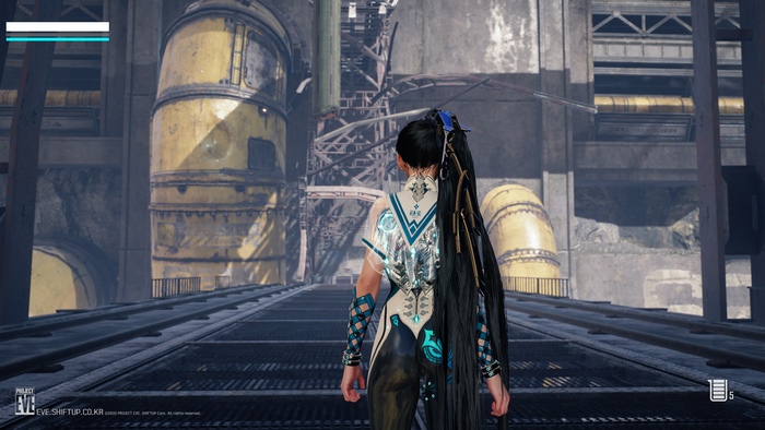 Project EVE character in industrial setting