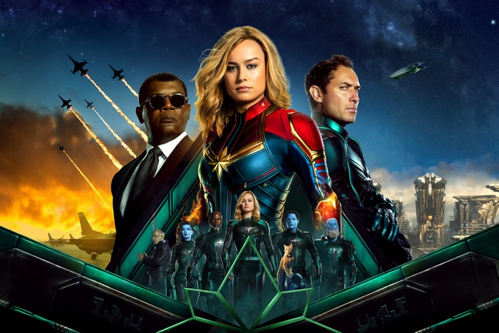 Captain Marvel 4K with Brie Larson, Samuel L. Jackson, and Jude Law