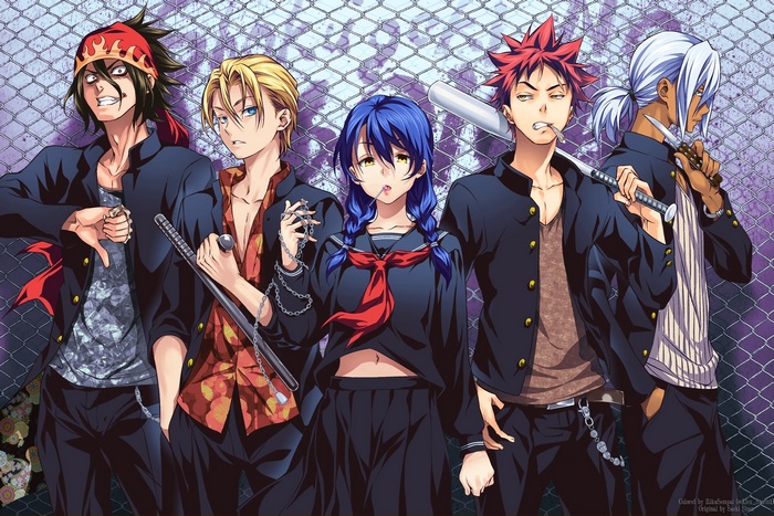 Food Wars! Sōma Yukihira, Ryō Kurokiba, Megumi Tadokoro, Takumi Aldini, Akira Hayama