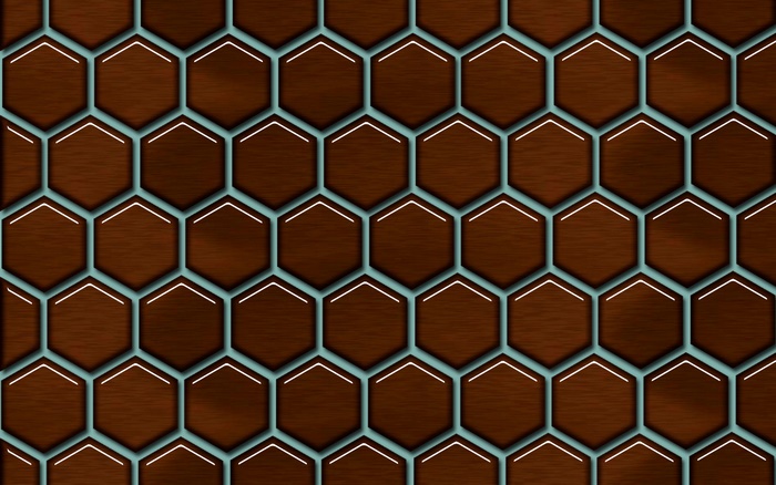 Brown Hexagonal Pattern with Blue Outline