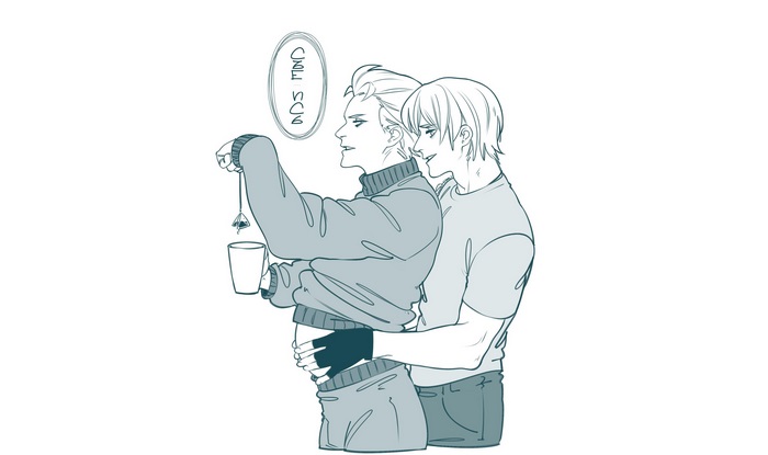 Two men making tea