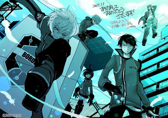 World Trigger characters in a city