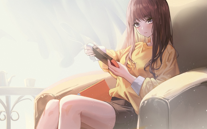 Girl holding Nintendo Switch