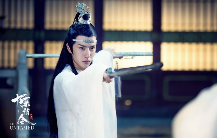 Lan Wangji from The Untamed holding swords