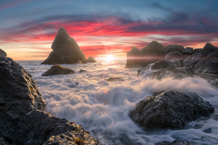 Seashore 4K Sunset Rock Cloud Sea Wave