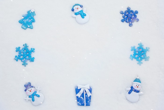 Christmas Ornaments on Snow