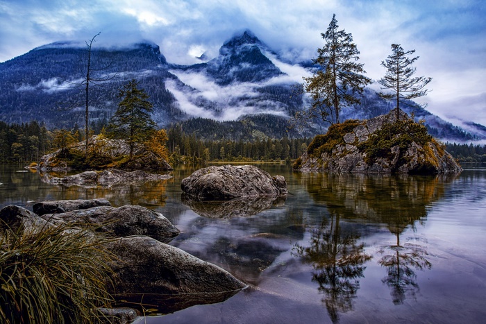 Lake with Rocks and Mountains in Germany