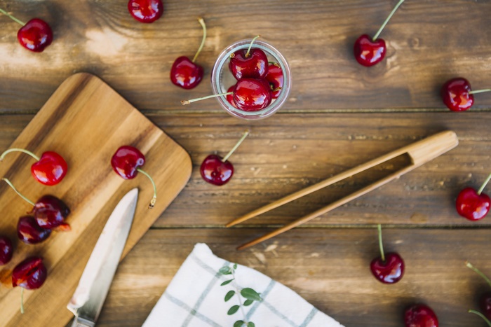 Cherries on a Wooden Table