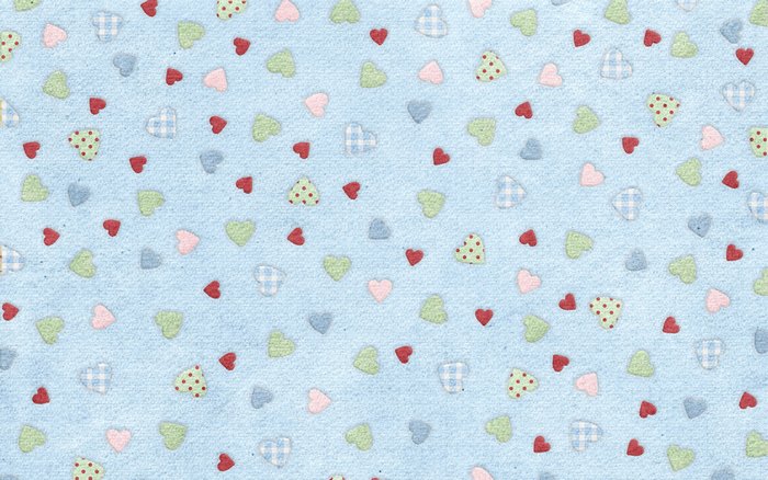 Light Blue Fabric with Scattered Hearts Pattern