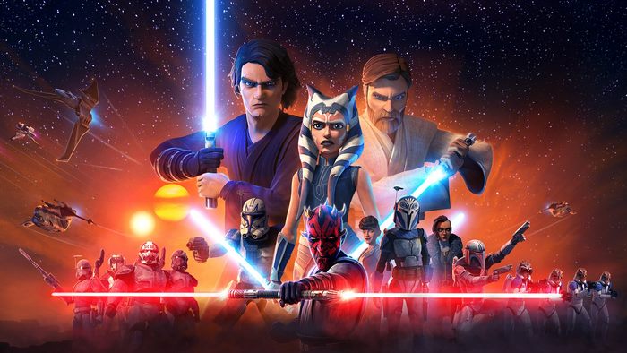 Star Wars: The Clone Wars characters with lightsabers