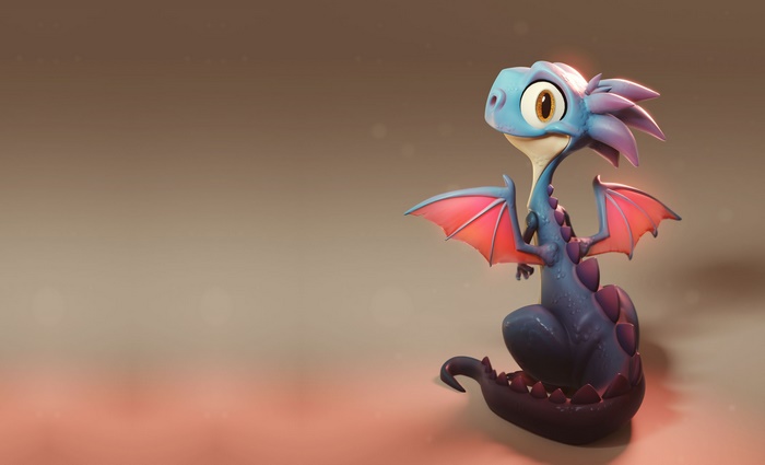 Baby blue dragon with pink wings