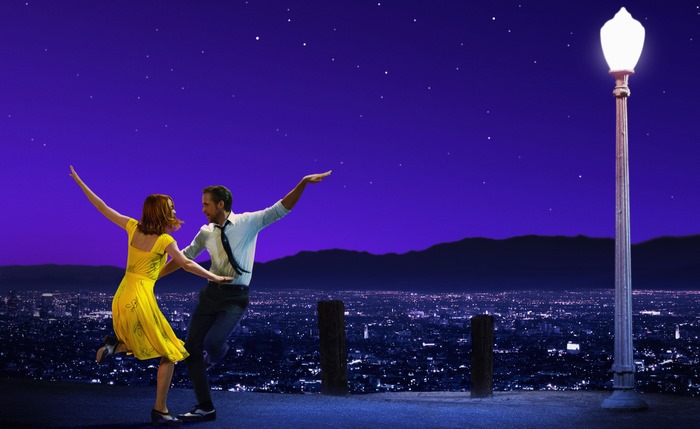 Emma Stone and Ryan Gosling dancing in La La Land