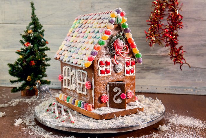 Christmas Gingerbread House with Candy Decorations